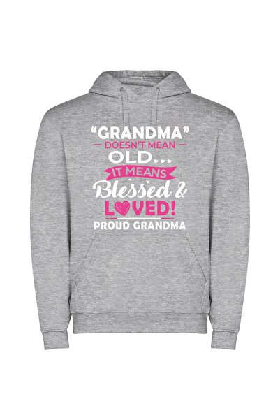 iLovePrints Cherished Grandma's Delight Φούτερ με κουκούλα σε χρώμα Γκρι