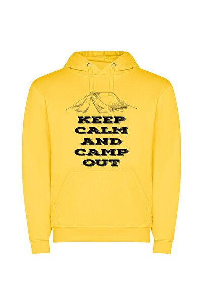 iLovePrints Campy Blissful Illustration Φούτερ με κουκούλα σε χρώμα Κίτρινο