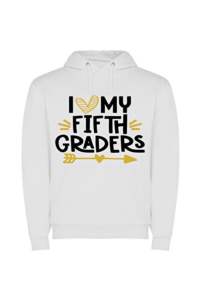 iLovePrints Adored Fifth Grader Φούτερ με κουκούλα σε χρώμα Λευκό