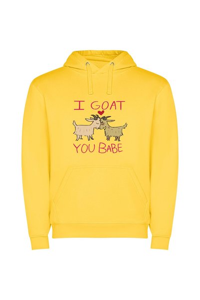 iLovePrints Grazing Love: Goat Couple Φούτερ με κουκούλα σε χρώμα Κίτρινο