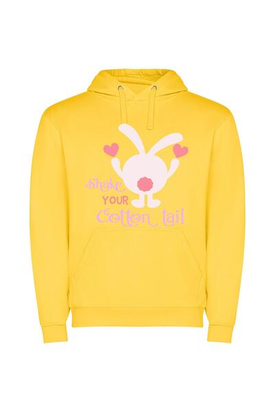 iLovePrints Cotton Candy Bunny Love Φούτερ με κουκούλα σε χρώμα Κίτρινο