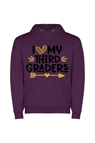 iLovePrints Adored Graders: Trio Triumph Φούτερ με κουκούλα σε χρώμα Μωβ