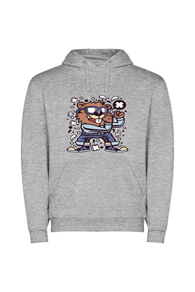 iLovePrints Animated Animal Avengers Φούτερ με κουκούλα σε χρώμα Γκρι