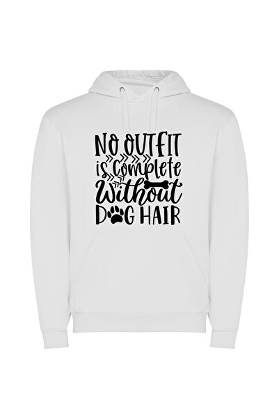 iLovePrints Incomplete sans Dog Hair Φούτερ με κουκούλα σε χρώμα Λευκό