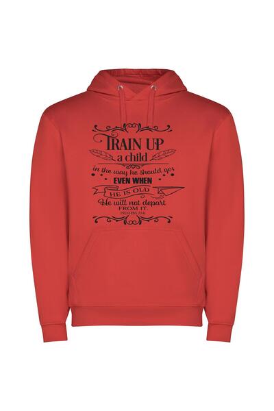 iLovePrints Train for Life's Journey Φούτερ με κουκούλα σε χρώμα Κόκκινο