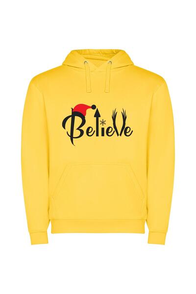 iLovePrints Believe in Merry Magic Φούτερ με κουκούλα σε χρώμα Κίτρινο