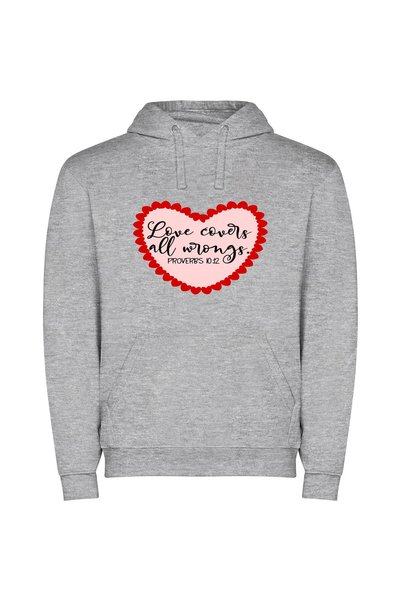 iLovePrints Heartfelt Love's Red Embrace Φούτερ με κουκούλα σε χρώμα Γκρι