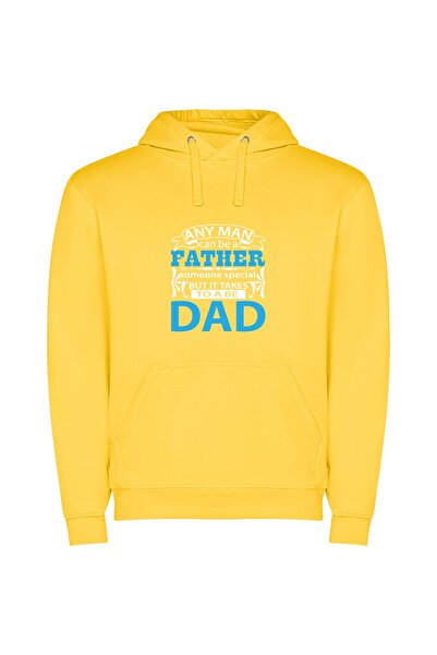 iLovePrints Super Dad Φούτερ με κουκούλα σε χρώμα Κίτρινο