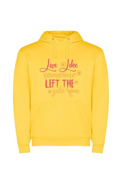 iLovePrints Unleash Your Limitless Life Φούτερ με κουκούλα σε χρώμα Κίτρινο