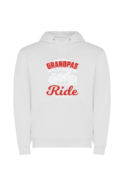 iLovePrints Grandpa's Motorcycle Rides Φούτερ με κουκούλα σε χρώμα Λευκό