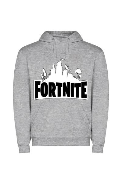 iLovePrints Monochrome Fortnite Experience Φούτερ με κουκούλα σε χρώμα Γκρι
