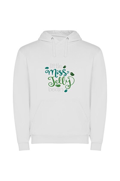 iLovePrints Bean Girl's Colorful Delight Φούτερ με κουκούλα σε χρώμα Λευκό