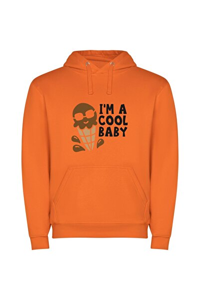 iLovePrints Cool Baby Cone Bliss Φούτερ με κουκούλα σε χρώμα Πορτοκαλί