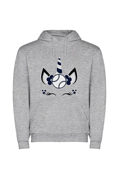 iLovePrints Fantasy Horned Sports Star Φούτερ με κουκούλα σε χρώμα Γκρι