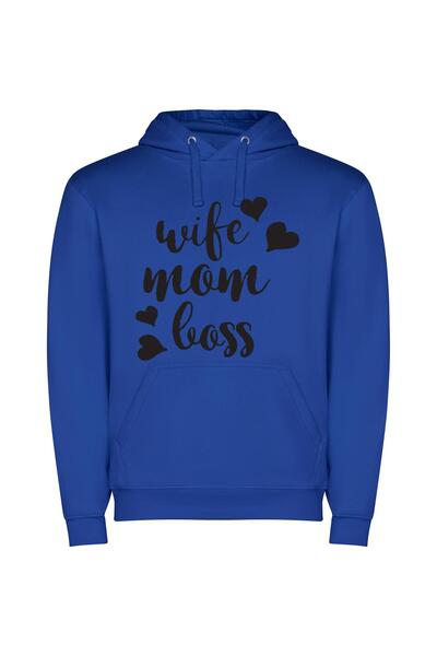 iLovePrints Empowered Woman's Monochrome Sign Φούτερ με κουκούλα σε χρώμα Μπλε