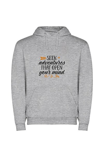 iLovePrints Mind's Odyssey: Seek Ventures Φούτερ με κουκούλα σε χρώμα Γκρι