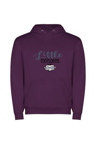 iLovePrints Adventurous Little Explorers Φούτερ με κουκούλα σε χρώμα Μωβ