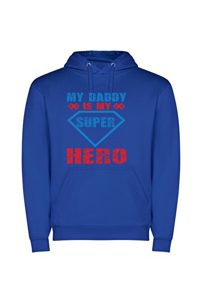iLovePrints Superhero Dad: My Champion Φούτερ με κουκούλα σε χρώμα Μπλε