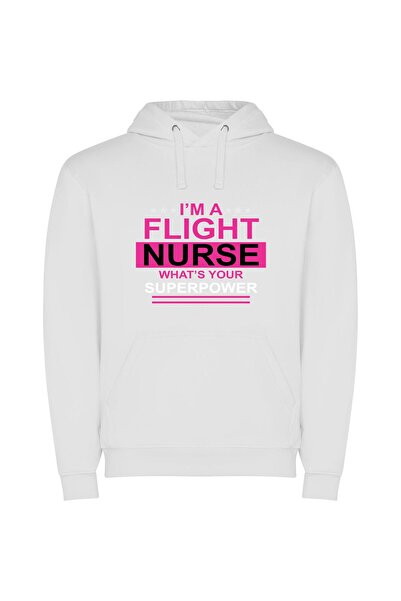 iLovePrints Hero Nurse Flight February Φούτερ με κουκούλα σε χρώμα Λευκό