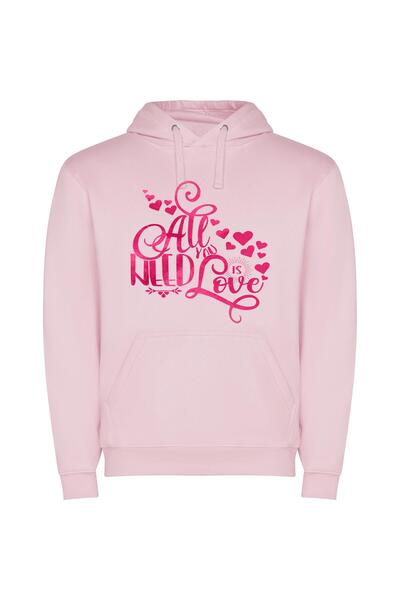 iLovePrints Love on White Canvas Φούτερ με κουκούλα σε χρώμα Ροζ