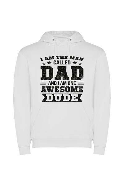 iLovePrints Dad: The Epic Awesomeness Φούτερ με κουκούλα σε χρώμα Λευκό