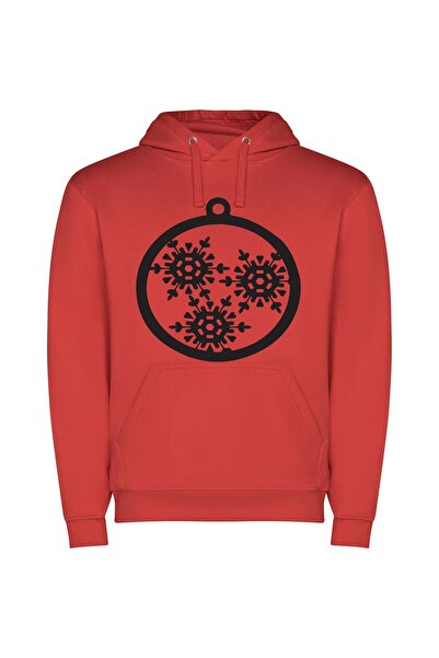 iLovePrints Elegant Snowflake Ornament Φούτερ με κουκούλα σε χρώμα Κόκκινο