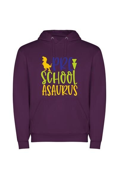 iLovePrints Prehistoric Pre-School Logo Φούτερ με κουκούλα σε χρώμα Μωβ