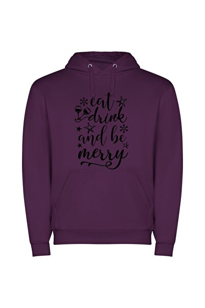 iLovePrints Merry Monochrome Delight Φούτερ με κουκούλα σε χρώμα Μωβ