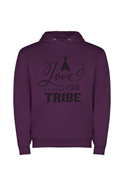 iLovePrints Love Your Tribe: True Style Φούτερ με κουκούλα σε χρώμα Μωβ