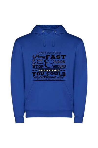 iLovePrints Graphic Monochrome Street Jive Φούτερ με κουκούλα σε χρώμα Μπλε