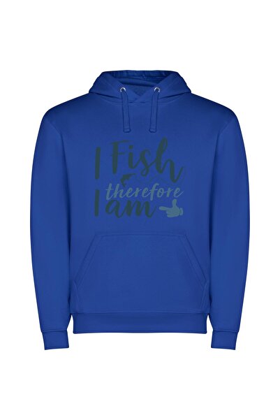 iLovePrints Fishing: Fluid Identity Embraced Φούτερ με κουκούλα σε χρώμα Μπλε