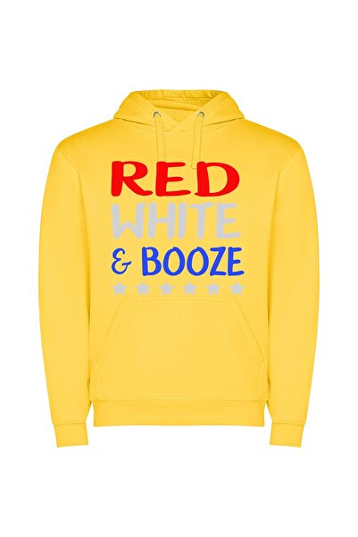 iLovePrints Colorful Booze Sign Φούτερ με κουκούλα σε χρώμα Κίτρινο