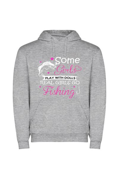 iLovePrints Fishing: Girls Unleashed Φούτερ με κουκούλα σε χρώμα Γκρι