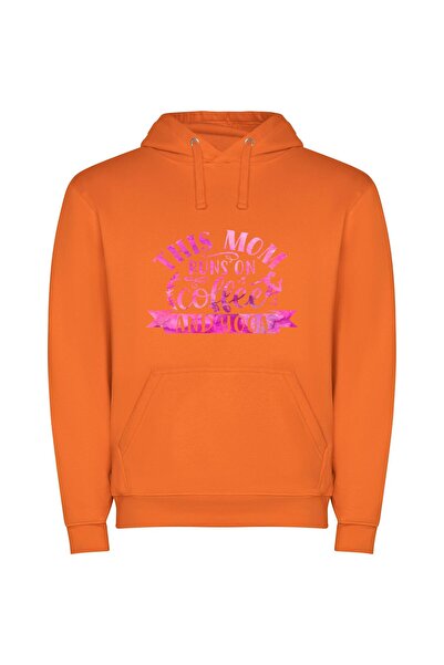 iLovePrints Mocha Marathon Mama Φούτερ με κουκούλα σε χρώμα Πορτοκαλί