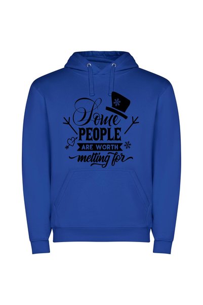 iLovePrints Whimsy of Worded Love Φούτερ με κουκούλα σε χρώμα Μπλε