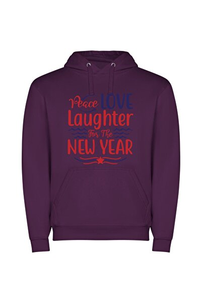 iLovePrints Blissful New Year's Delight Φούτερ με κουκούλα σε χρώμα Μωβ