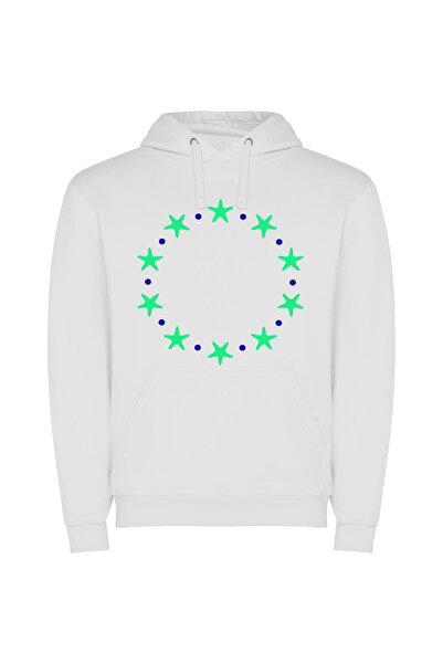 iLovePrints Stellar Union Emblem Φούτερ με κουκούλα σε χρώμα Λευκό