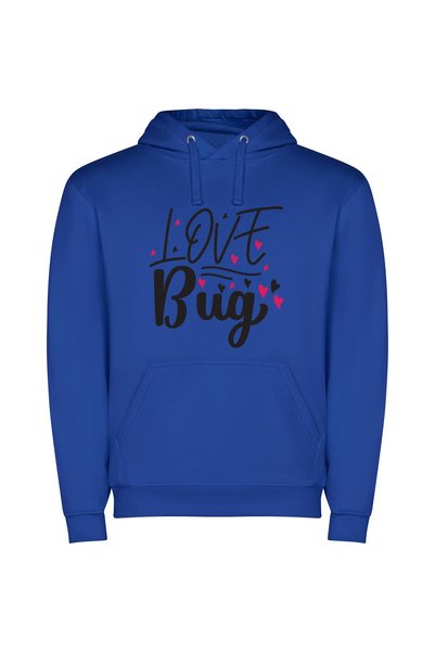 iLovePrints Lovely Bug's White Affection Φούτερ με κουκούλα σε χρώμα Μπλε