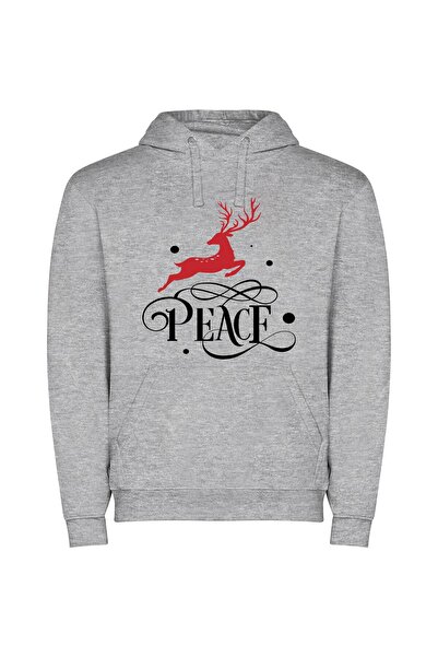iLovePrints Graceful Peace: Adobe-inspired Logo Φούτερ με κουκούλα σε χρώμα Γκρι