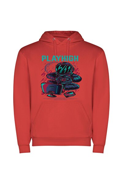 iLovePrints Gloved Guardian: Cosmic Cyberpunk Φούτερ με κουκούλα σε χρώμα Κόκ...