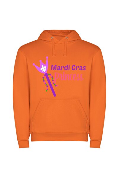 iLovePrints Regal Mardi Gras Princess Φούτερ με κουκούλα σε χρώμα Πορτοκαλί