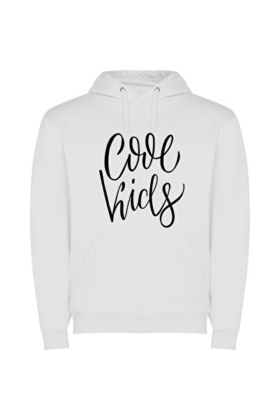 iLovePrints Cool Kids' Copperplate Vibes Φούτερ με κουκούλα σε χρώμα Λευκό