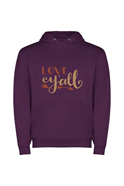 iLovePrints Whimsical Love Typography Φούτερ με κουκούλα σε χρώμα Μωβ