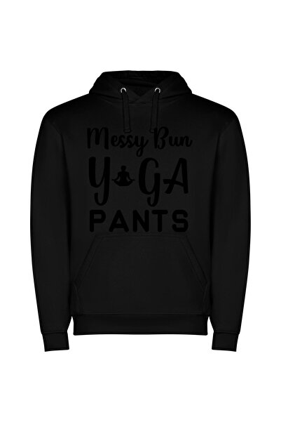 iLovePrints Chic Messy Pants Sign Φούτερ με κουκούλα σε χρώμα Μαύρο