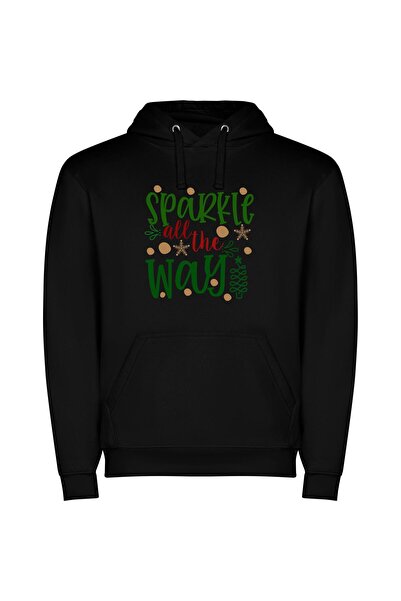 iLovePrints Sparkle-filled Christmas Greetings Φούτερ με κουκούλα σε χρώμα Μαύρο