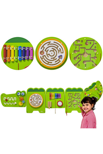 Viga Placă senzorială manipulabilă cu crocodili, certificată FSC, Montessori