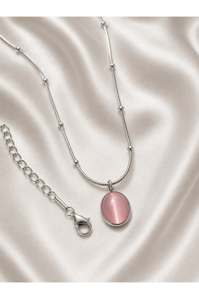 Açık pembe taşlı kolye