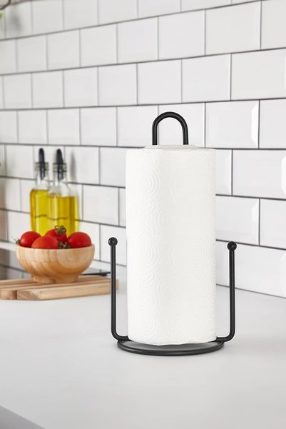 Universal Suport metalic pentru prosoape de hârtie și suport vertical pentru șervețele, negru, 28 cm