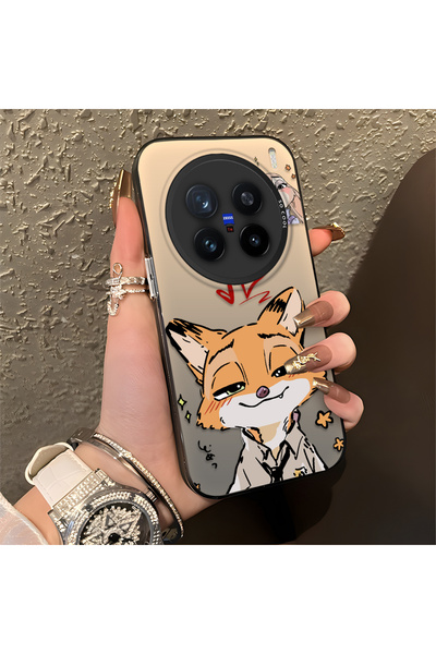 CHICASELUX غطاء متوافق مع هاتف Vivo X200 Pro بتصميم قلب وطباعة ثعلب وأرنب، مع...