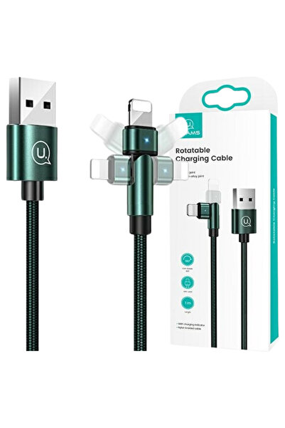 Usams Cablu Lightning 2A pentru iPhone 1M Împletit Pivotant Rapid